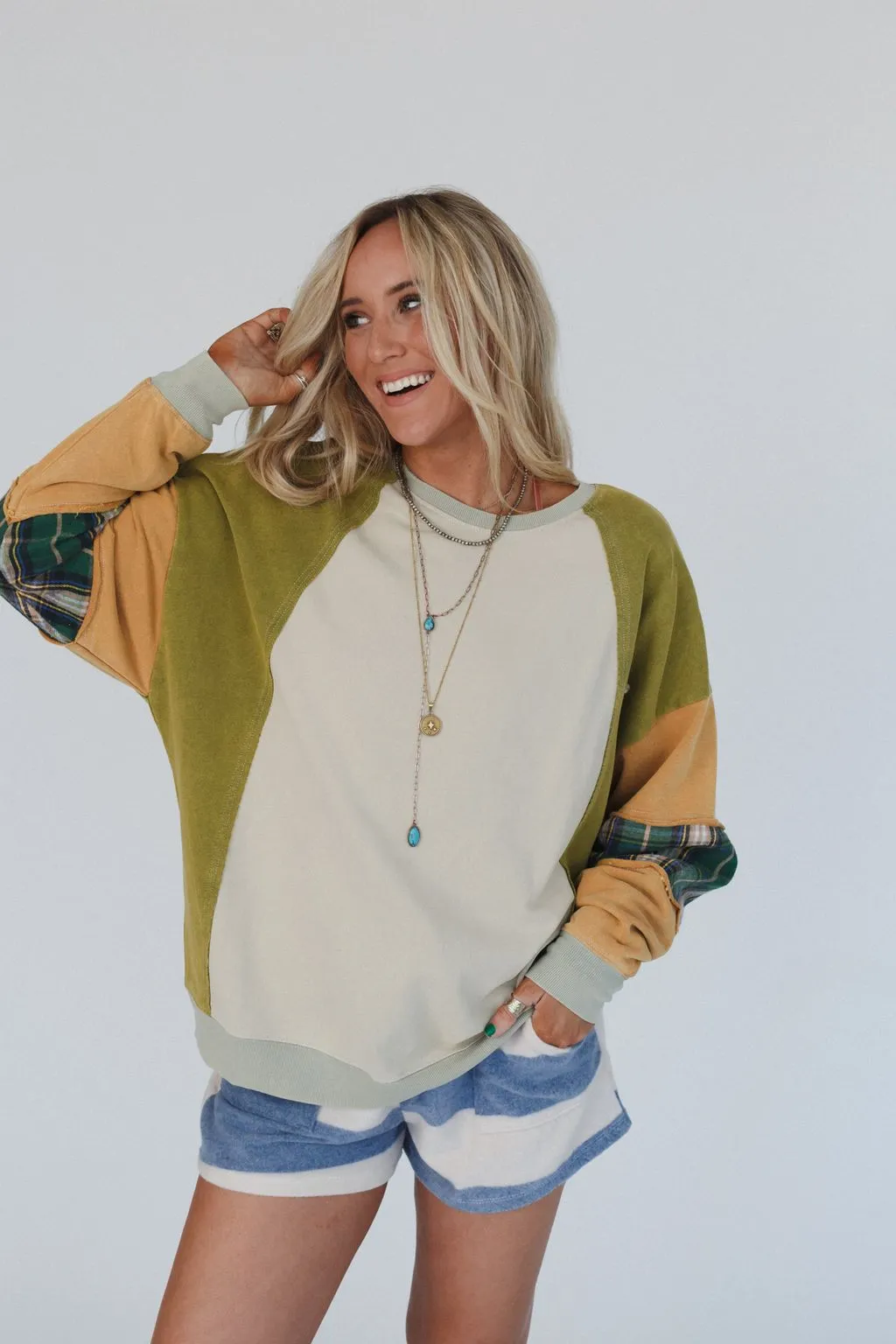 Country Club Color Block Top - Sage