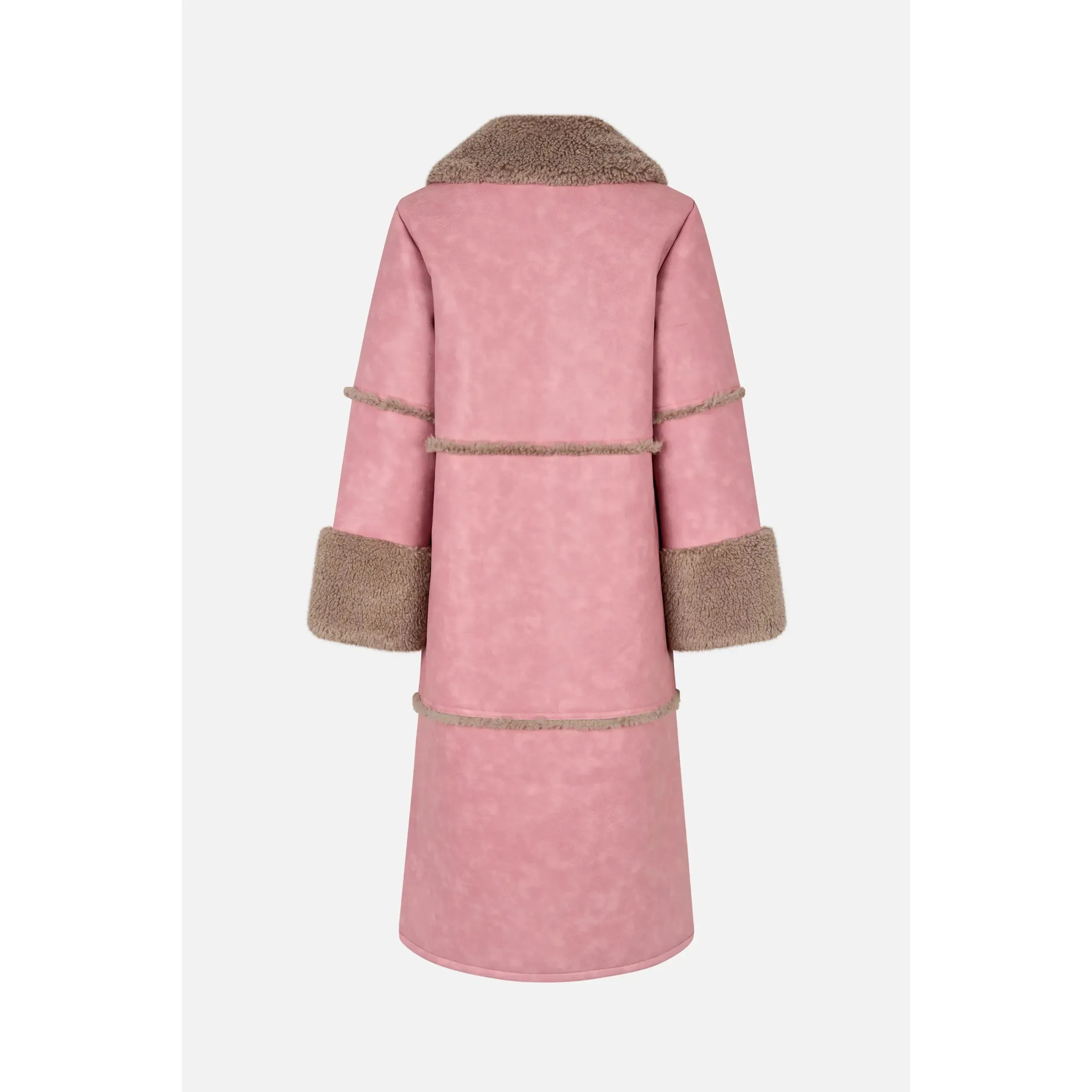 Dafne Shearling Detail Coat Washed Lilac