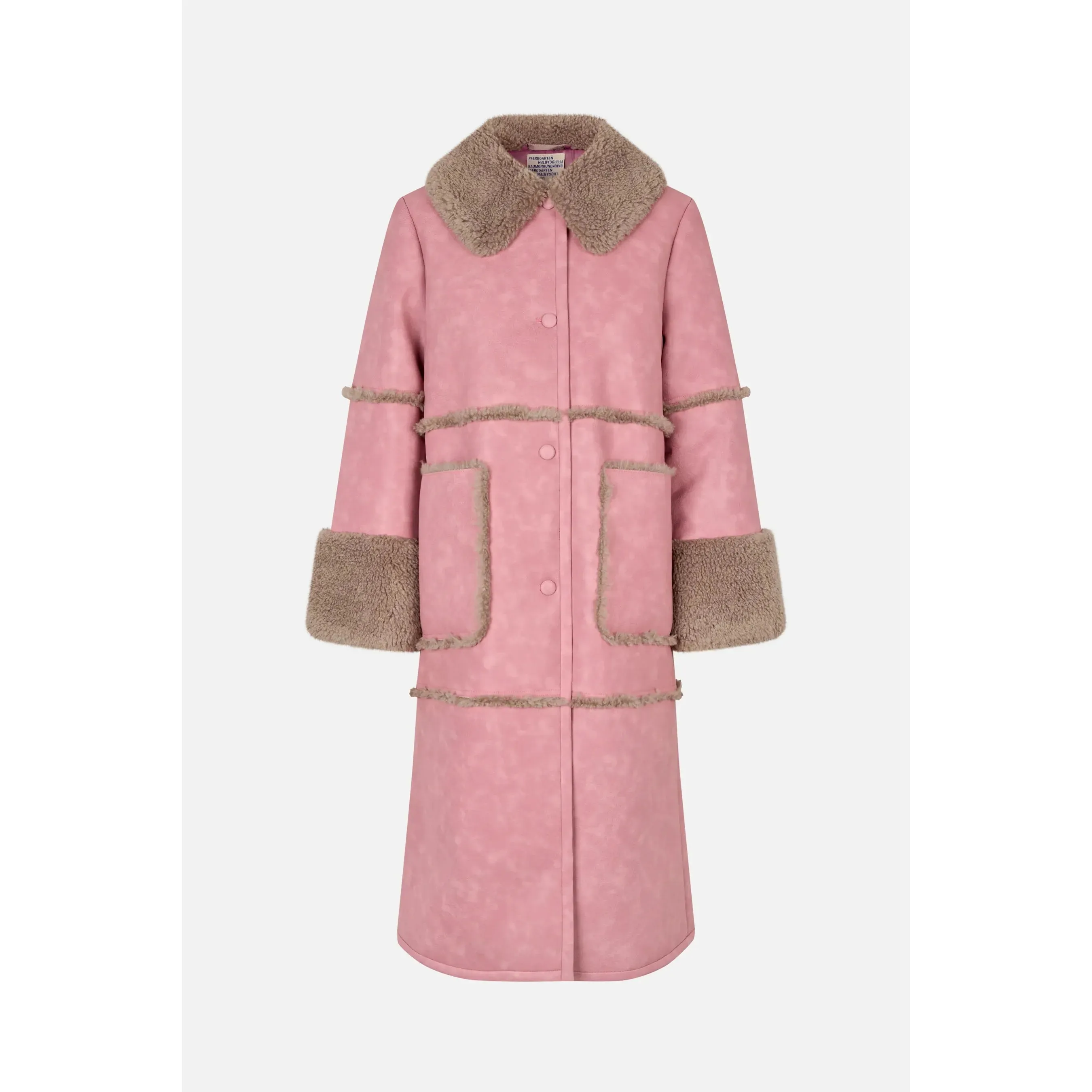 Dafne Shearling Detail Coat Washed Lilac