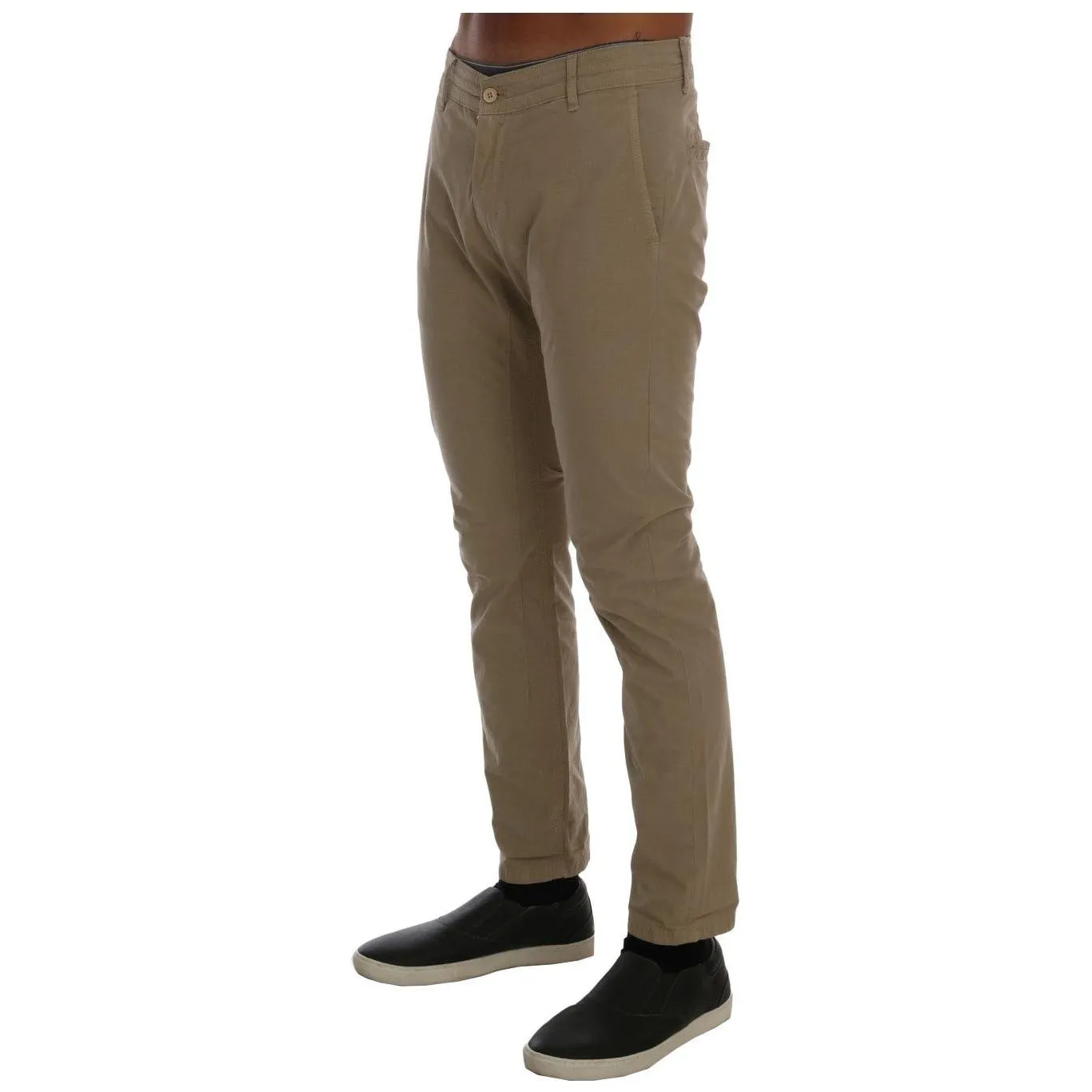 Daniele Alessandrini Beige Slim Fit Chinos for Sophisticated Style