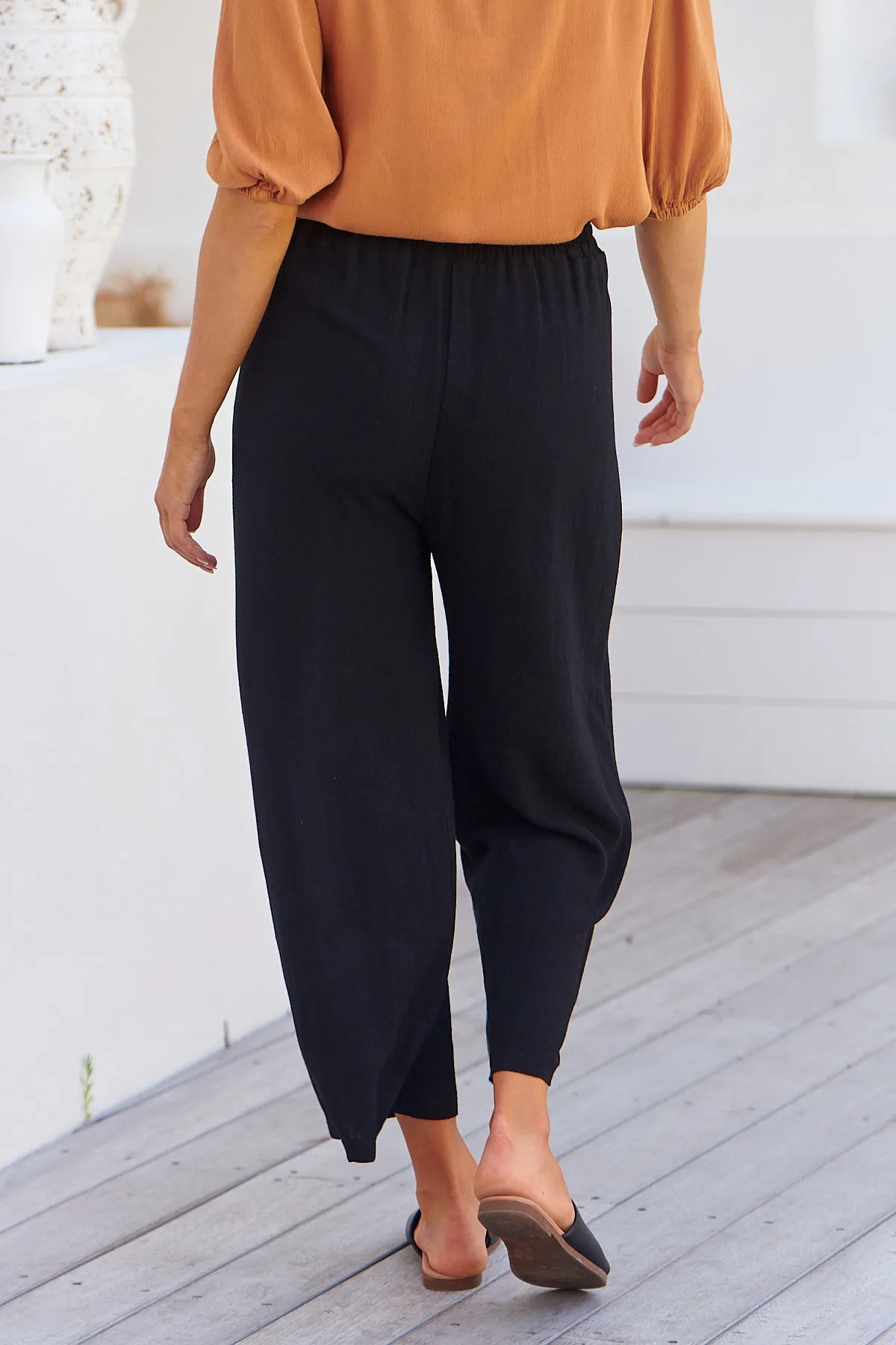 Denver Tie Waist Black Pants