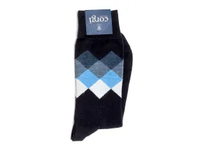 Diamond Pattern Socks Black