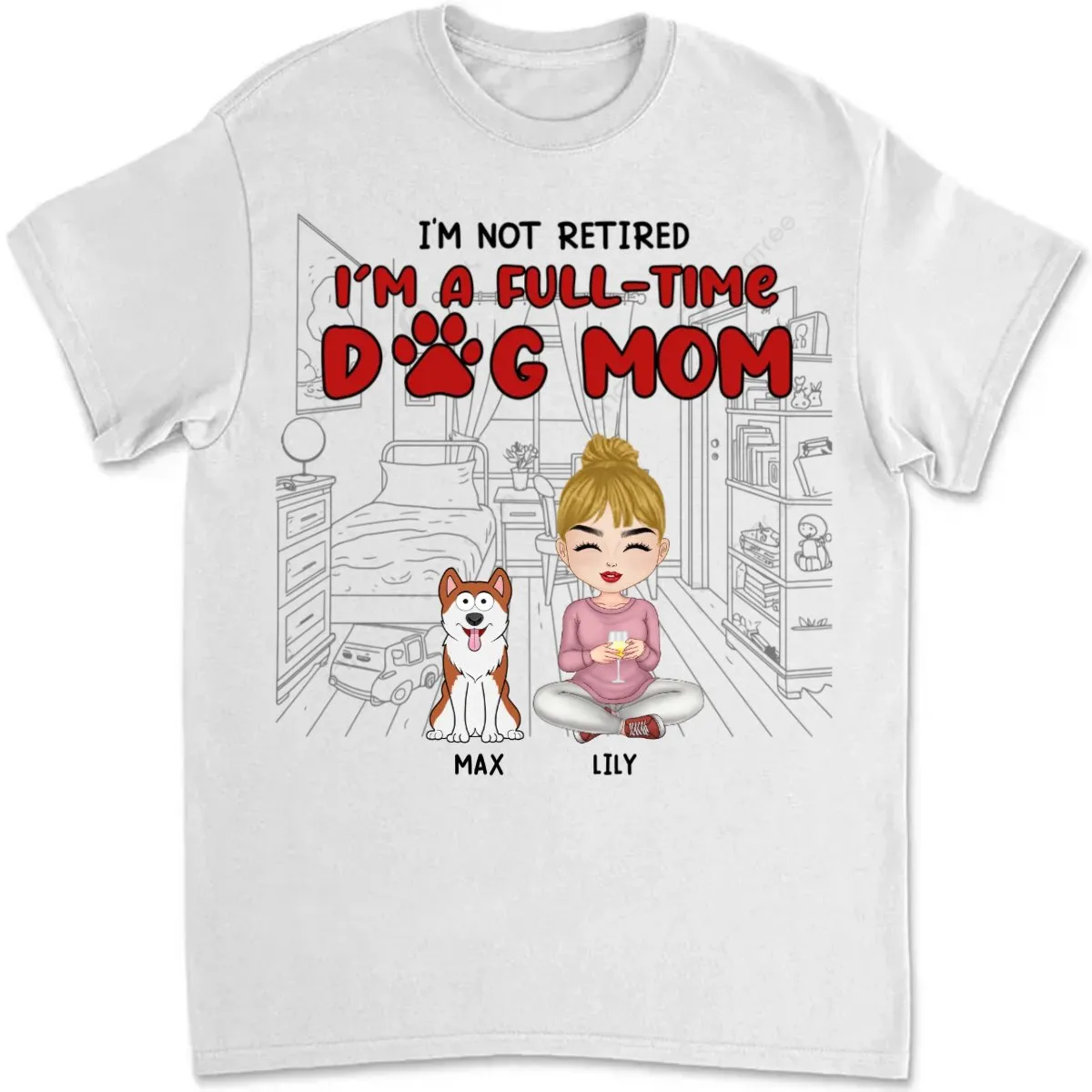 Dog Lovers - I'm Just A Full-Time Dog Mom - Personalized Unisex T-shirt, Hoodie, Sweatshirt (II)