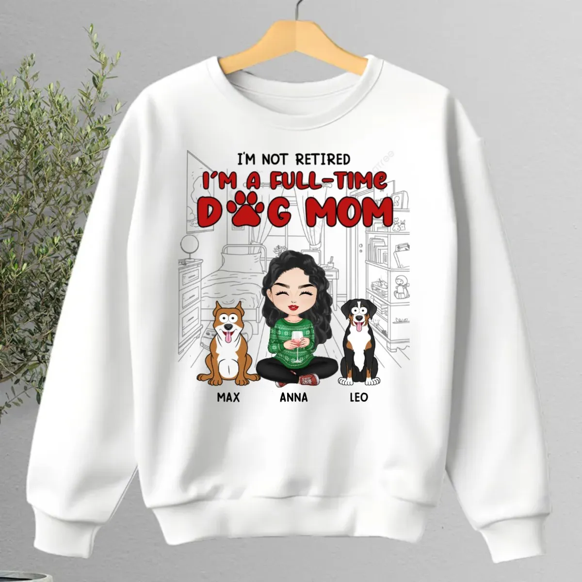 Dog Lovers - I'm Just A Full-Time Dog Mom - Personalized Unisex T-shirt, Hoodie, Sweatshirt (II)