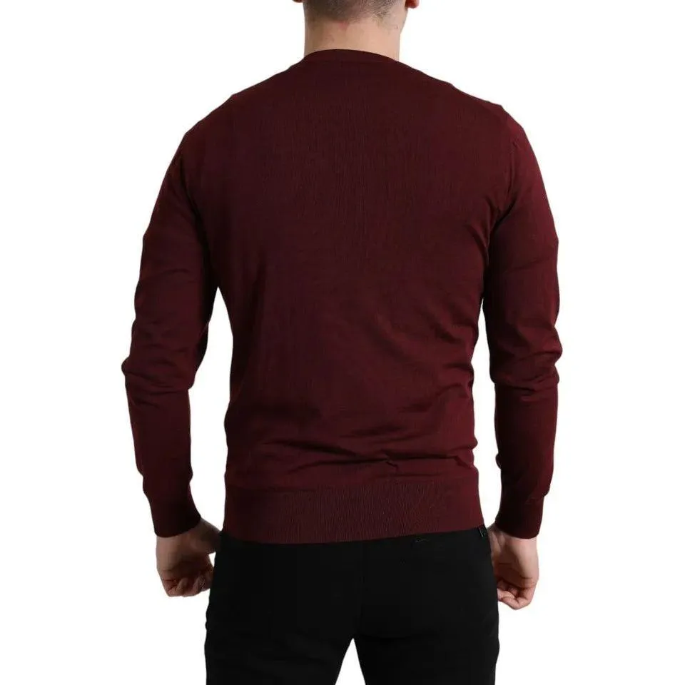 Dolce & Gabbana Bordeaux Wool Knit Crew Neck Pullover Sweater