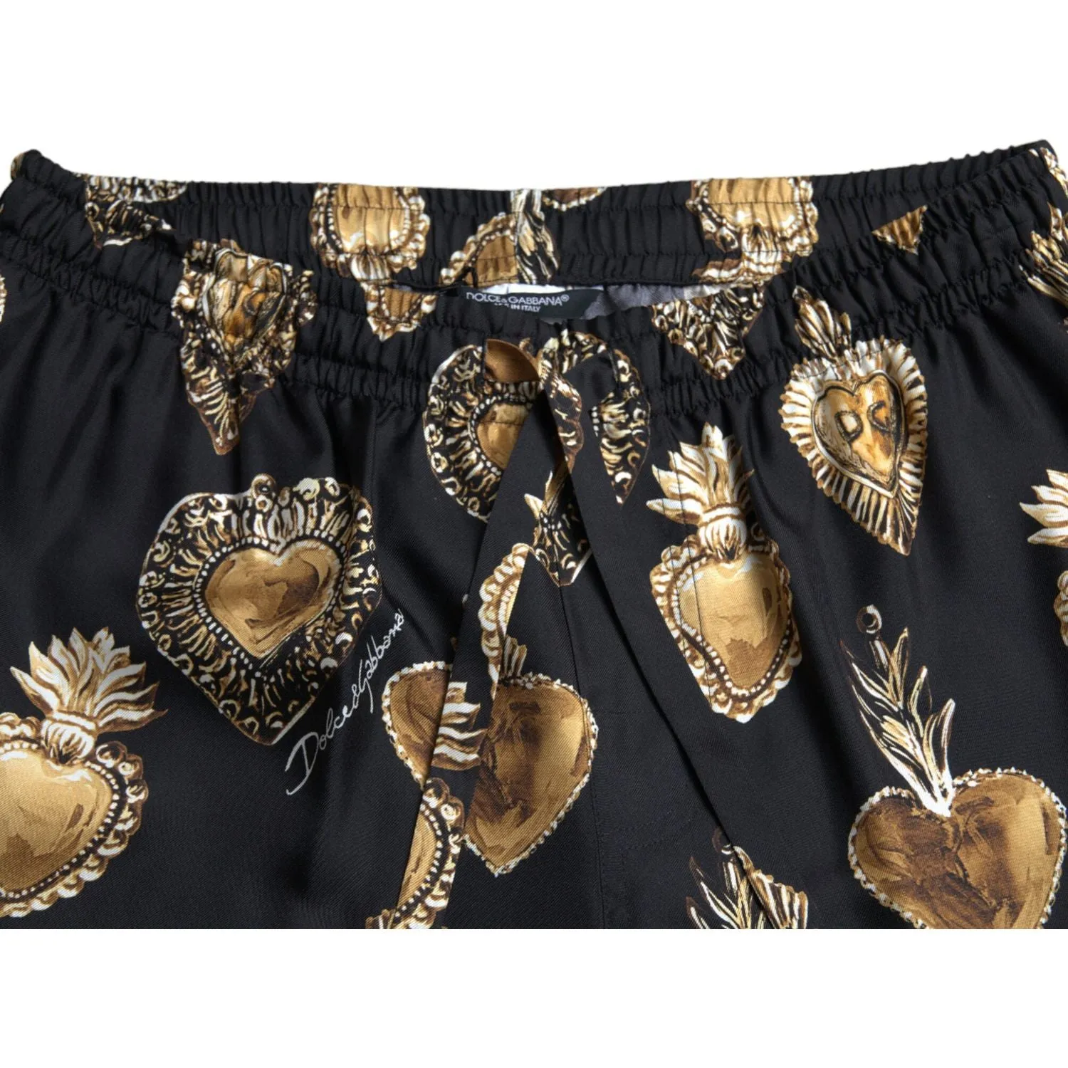 Dolce & Gabbana Chic Heart Print Silk Pajama Pants