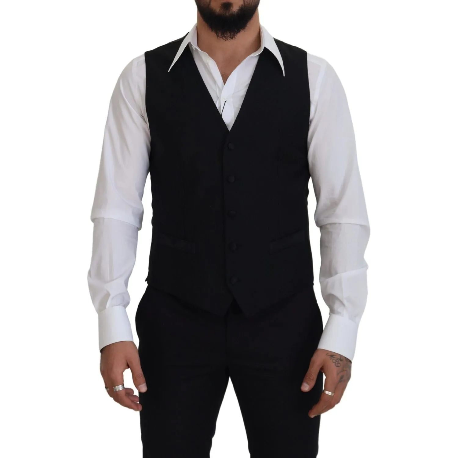 Dolce & Gabbana Elegant Black Single-Breasted Dress Vest