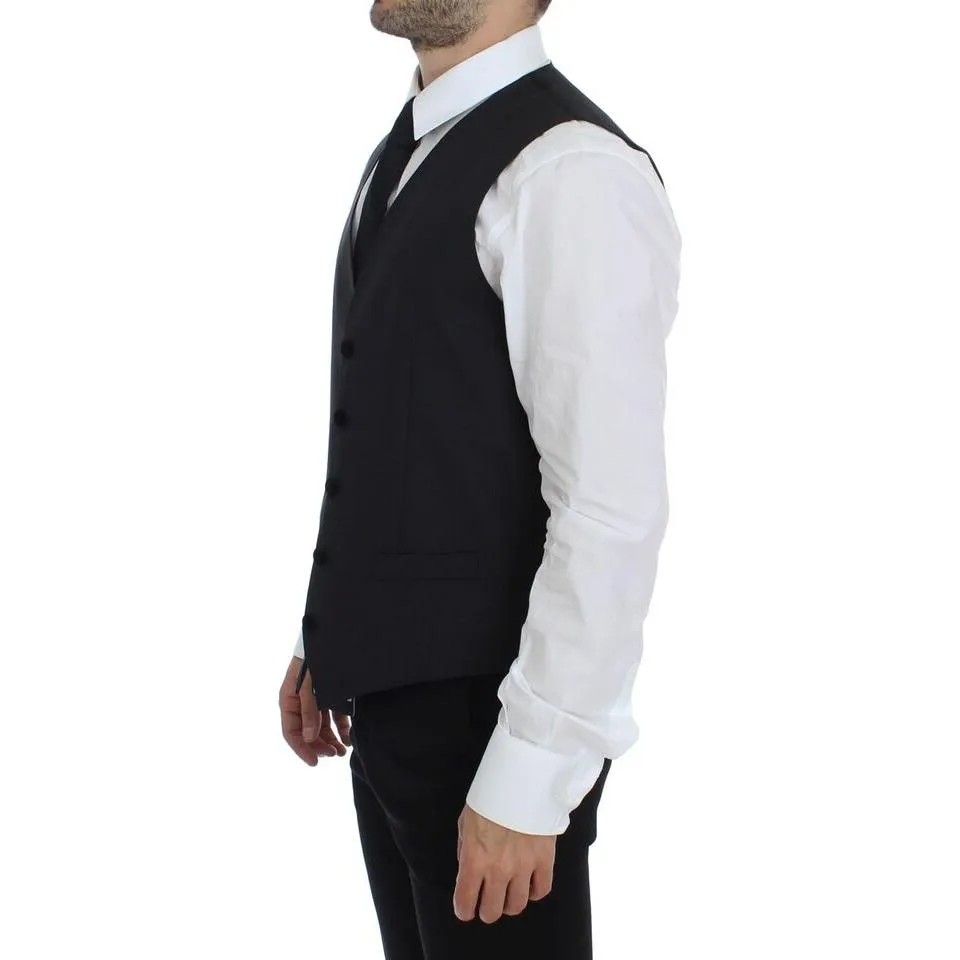 Dolce & Gabbana Elegant Gray Wool Dress Vest