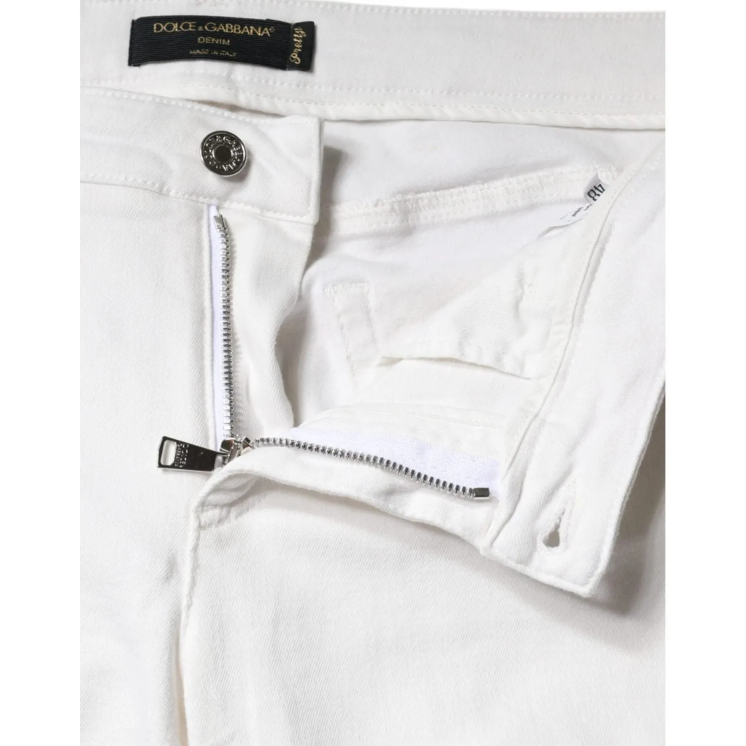 Dolce & Gabbana White Cotton Stretch Tattered Skinny Jeans