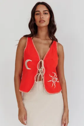 Dose Of Sunshine Blanket Stitch Vest Top Orange