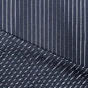 double pinstripe stretch cotton suiting - midnight/white