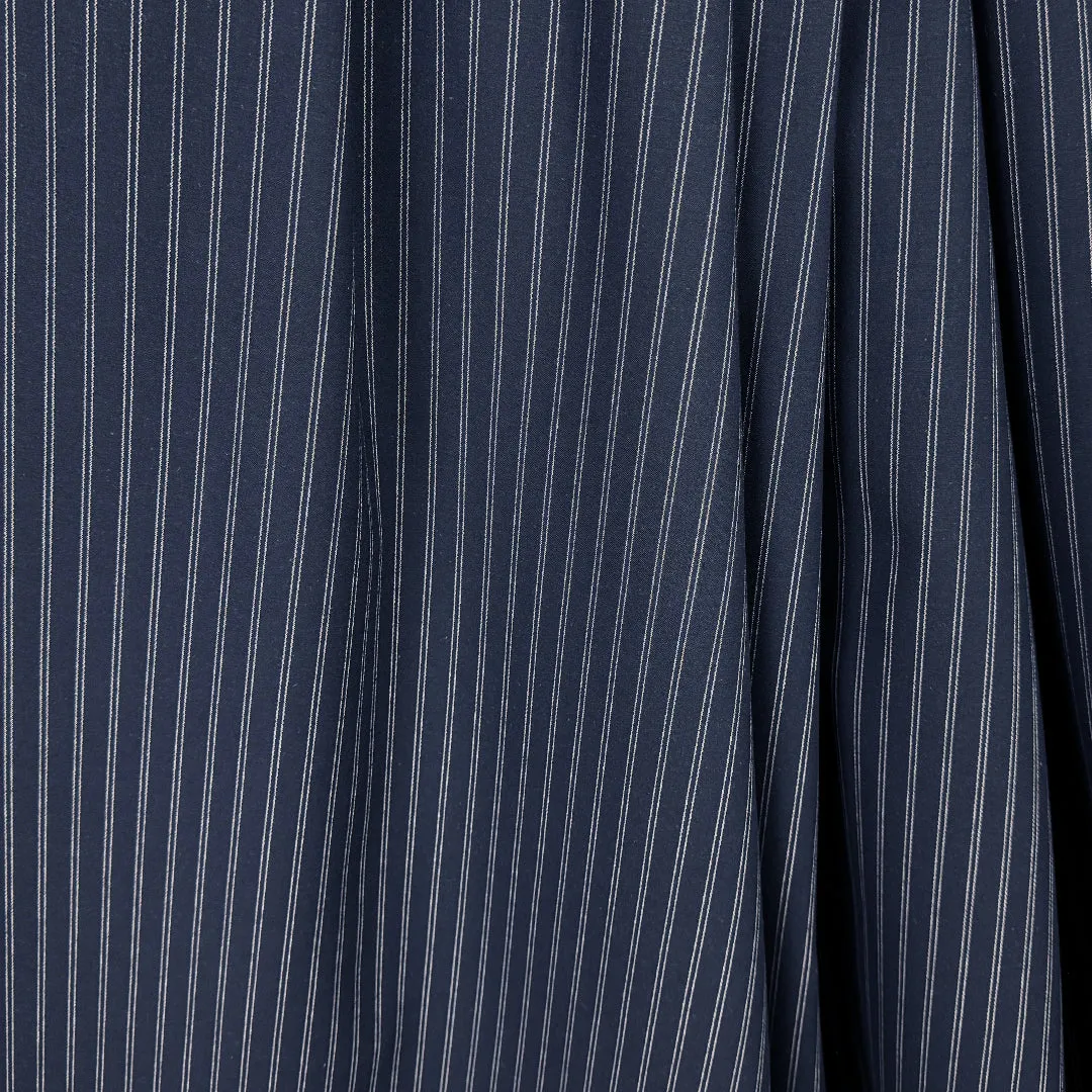 double pinstripe stretch cotton suiting - midnight/white