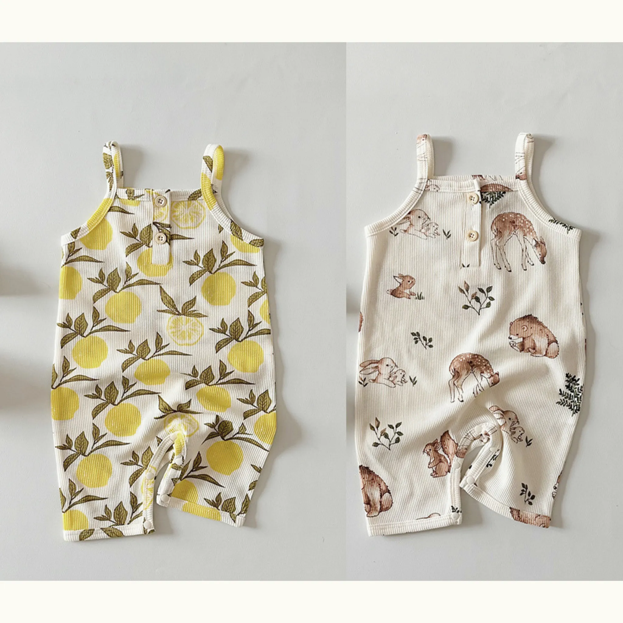 Earthy Cotton Summer Sleeveless Onesie (4 designs)