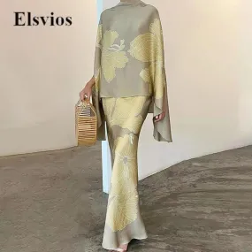 ELVIOS Satin Chiffon Elegant Two-Piece Dress