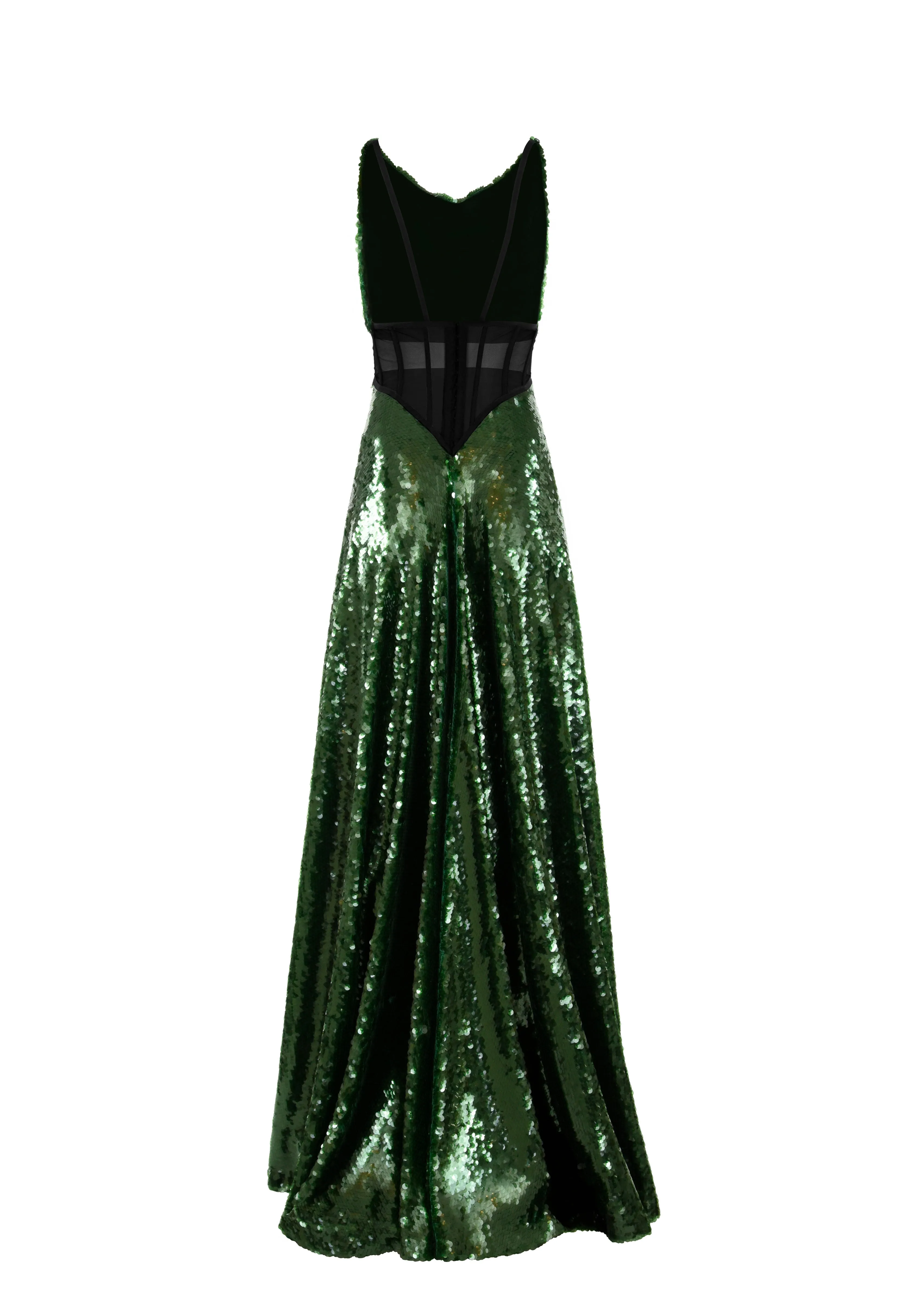 Emerald green sequined dress