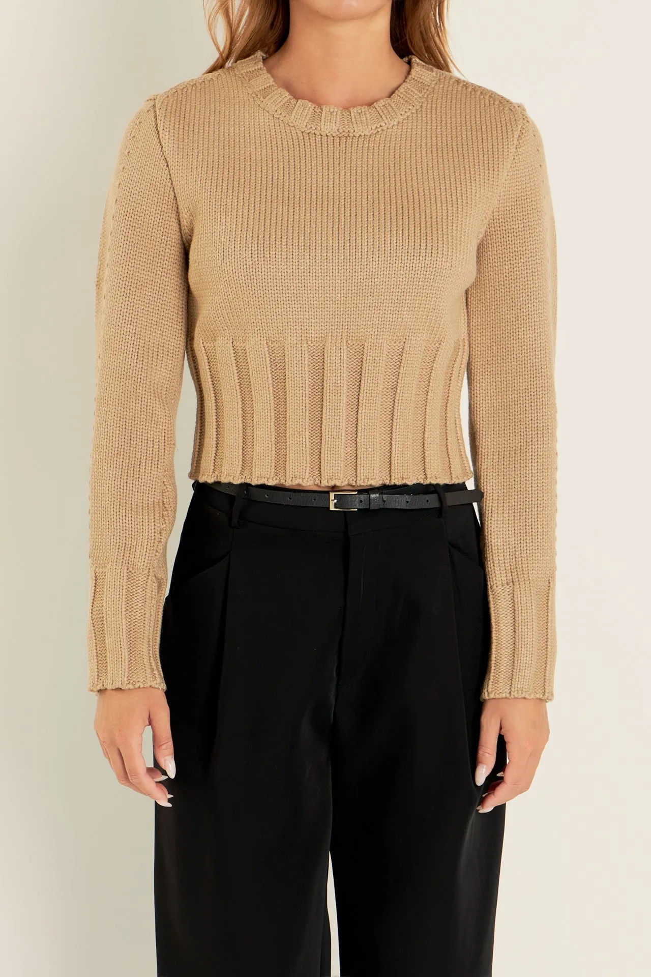 English Factory - Open Back Cropped Sweater