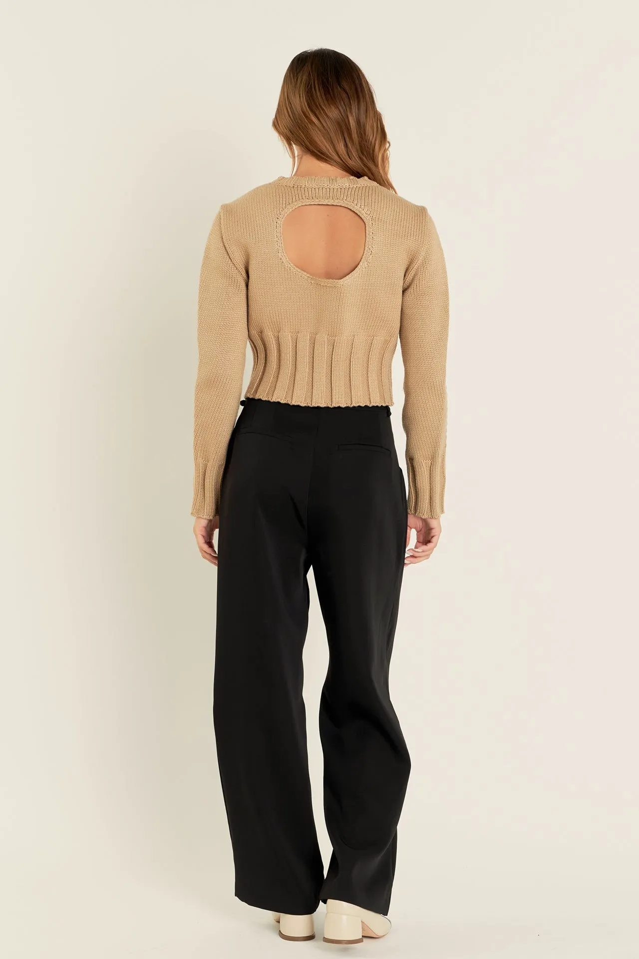 English Factory - Open Back Cropped Sweater