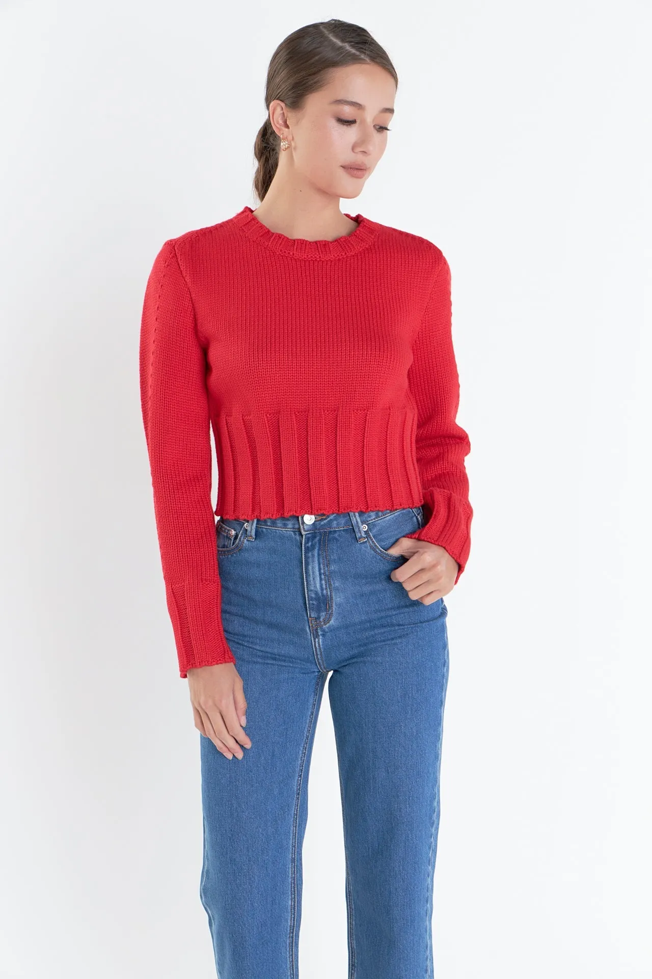 English Factory - Open Back Cropped Sweater