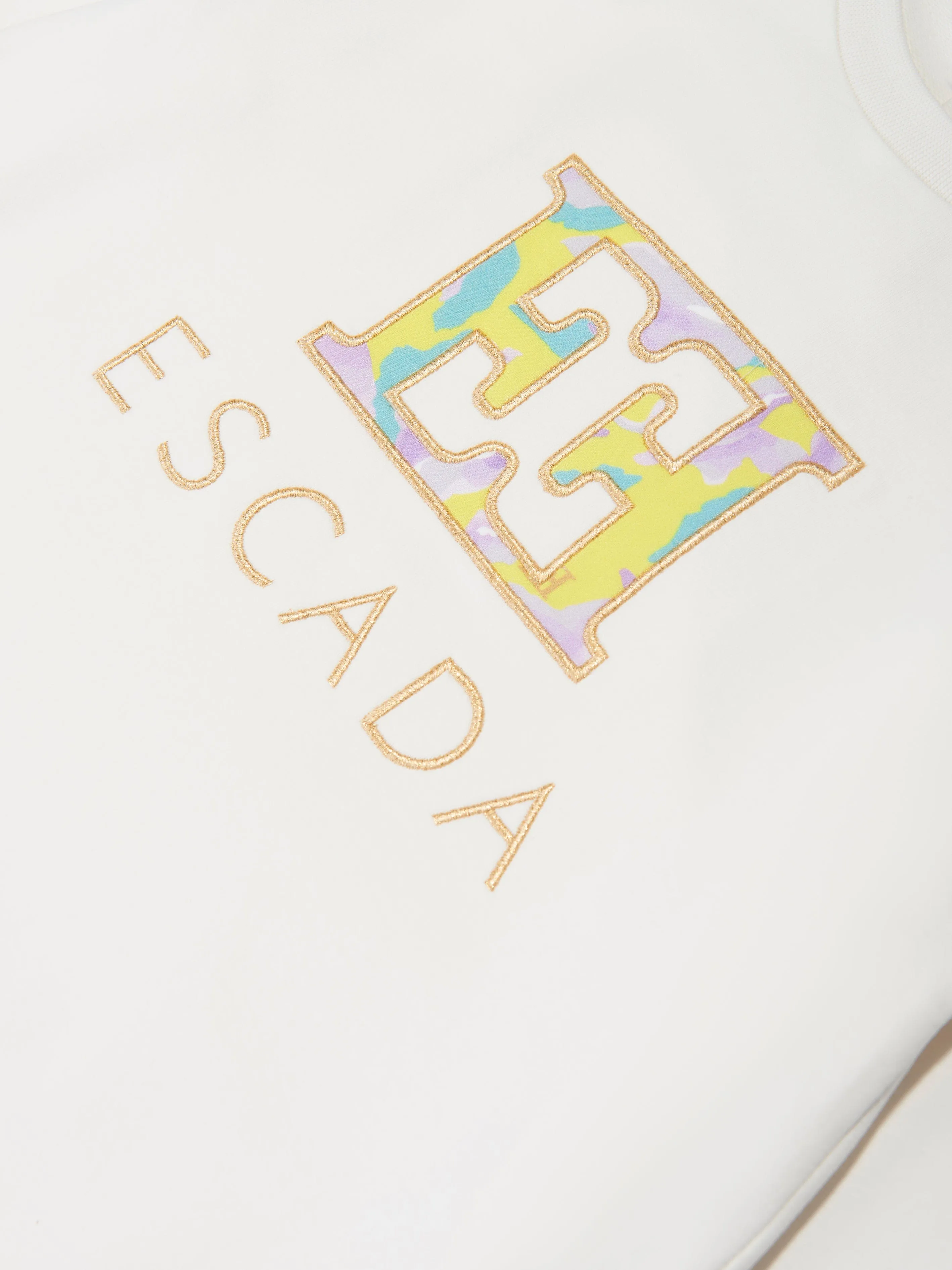 Escada Girls Embroidered Logo Sweater Dress in White