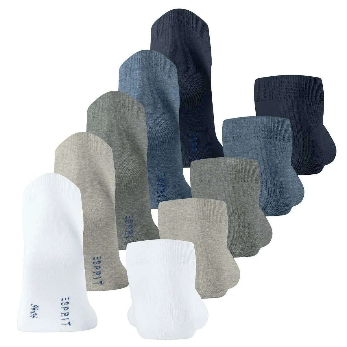 Esprit Solid Mix 5 Pack Sneaker Socks - White/Grey -