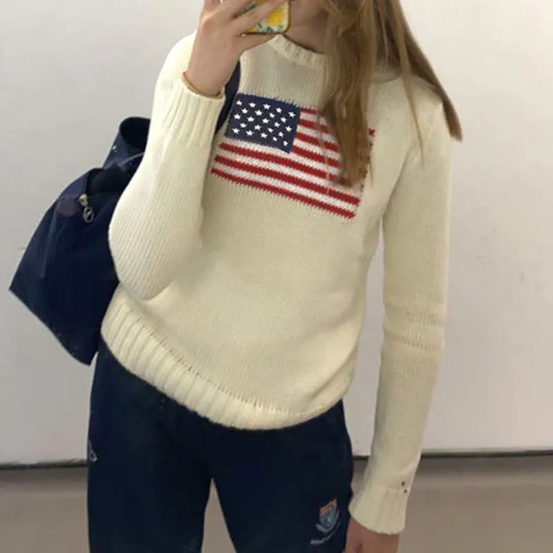 Fashionkova Mable American Flag Sweater