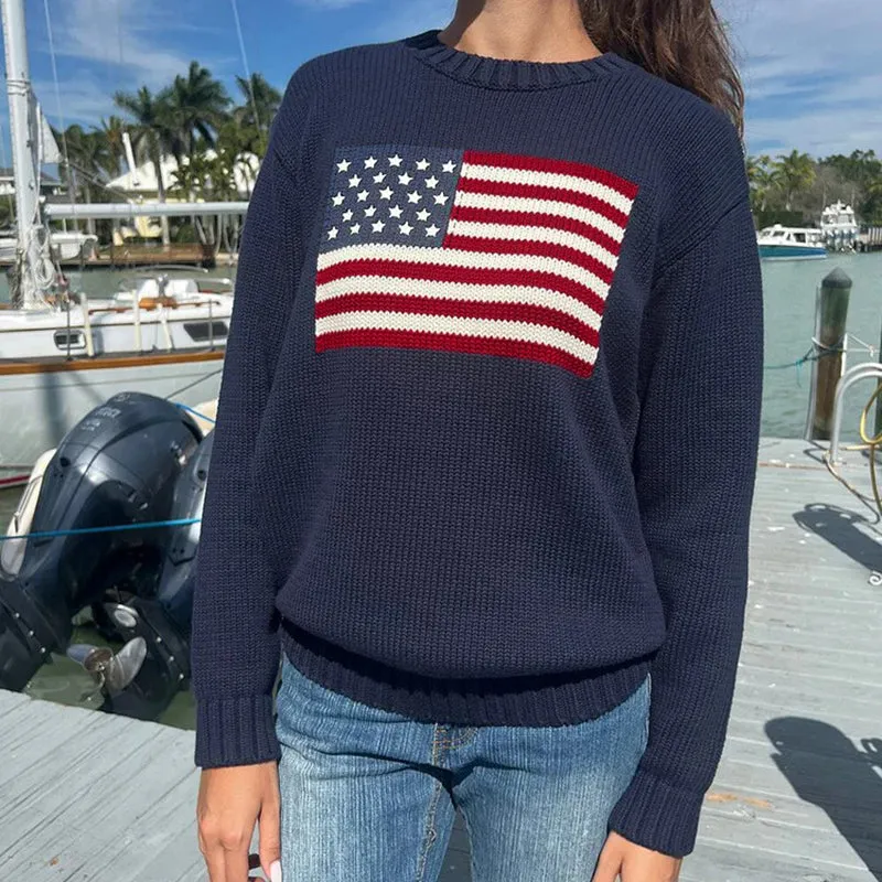 Fashionkova Mable American Flag Sweater