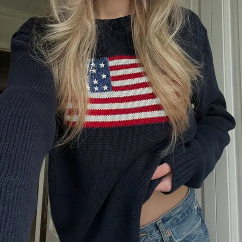 Fashionkova Mable American Flag Sweater