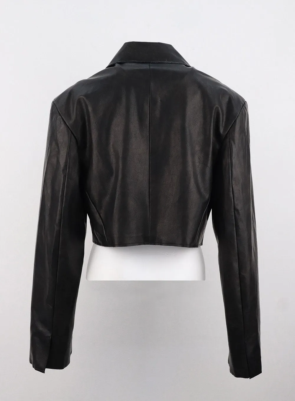 Faux Leather Crop Jacket IS315