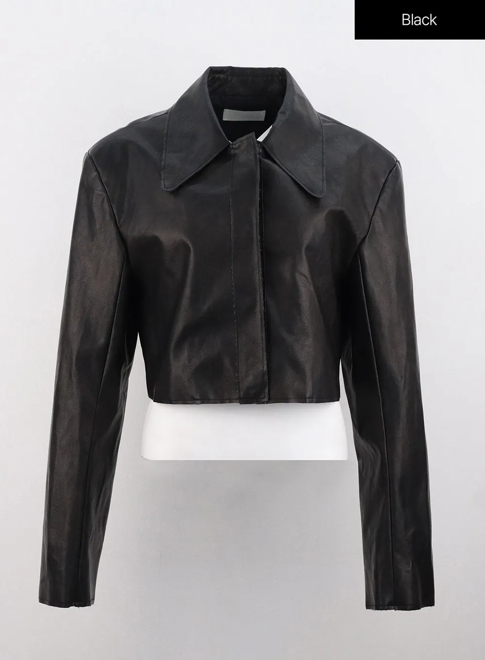 Faux Leather Crop Jacket IS315