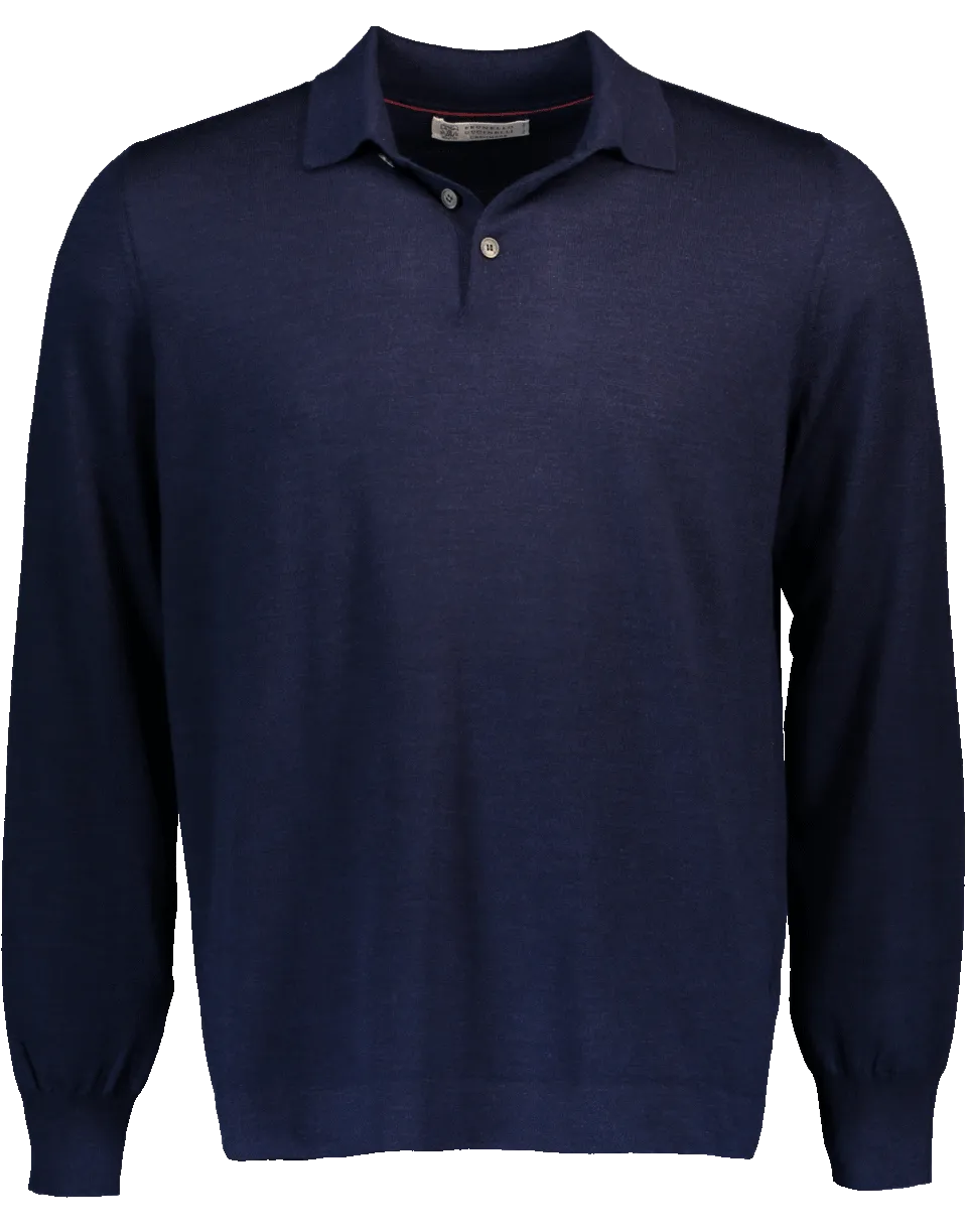 Fine Gauge Polo Sweater