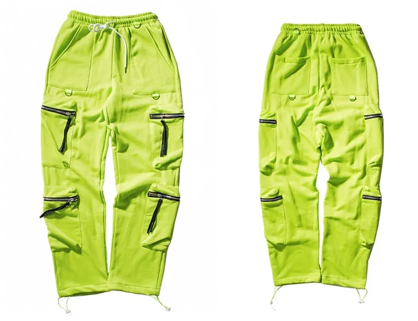 Fluorescent Multi-Pocket Sports Pants Jogger / Men's Trend Casual Pants ACW