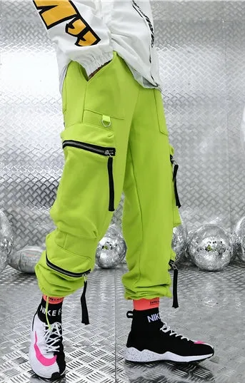 Fluorescent Multi-Pocket Sports Pants Jogger / Men's Trend Casual Pants ACW