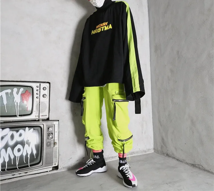 Fluorescent Multi-Pocket Sports Pants Jogger / Men's Trend Casual Pants ACW