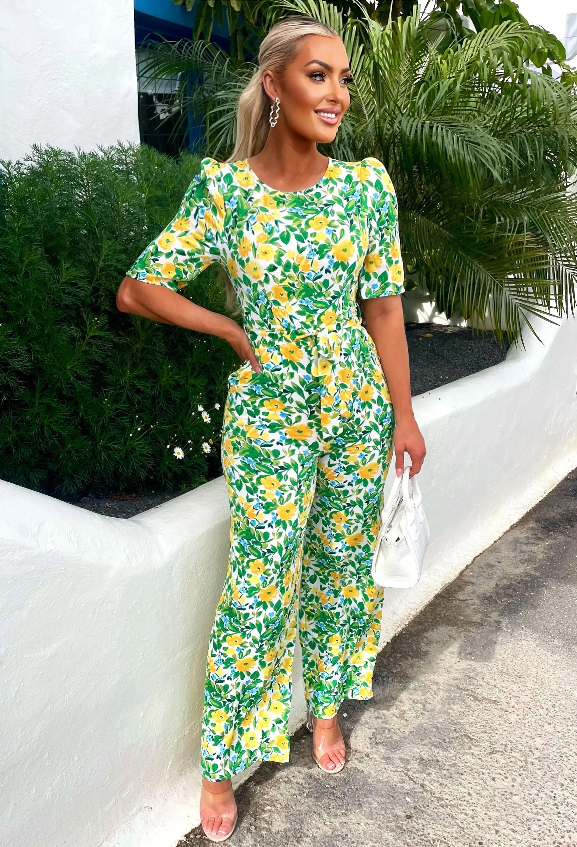 Fond Of You Multi Floral Printed Tie Waist Jumpsuit