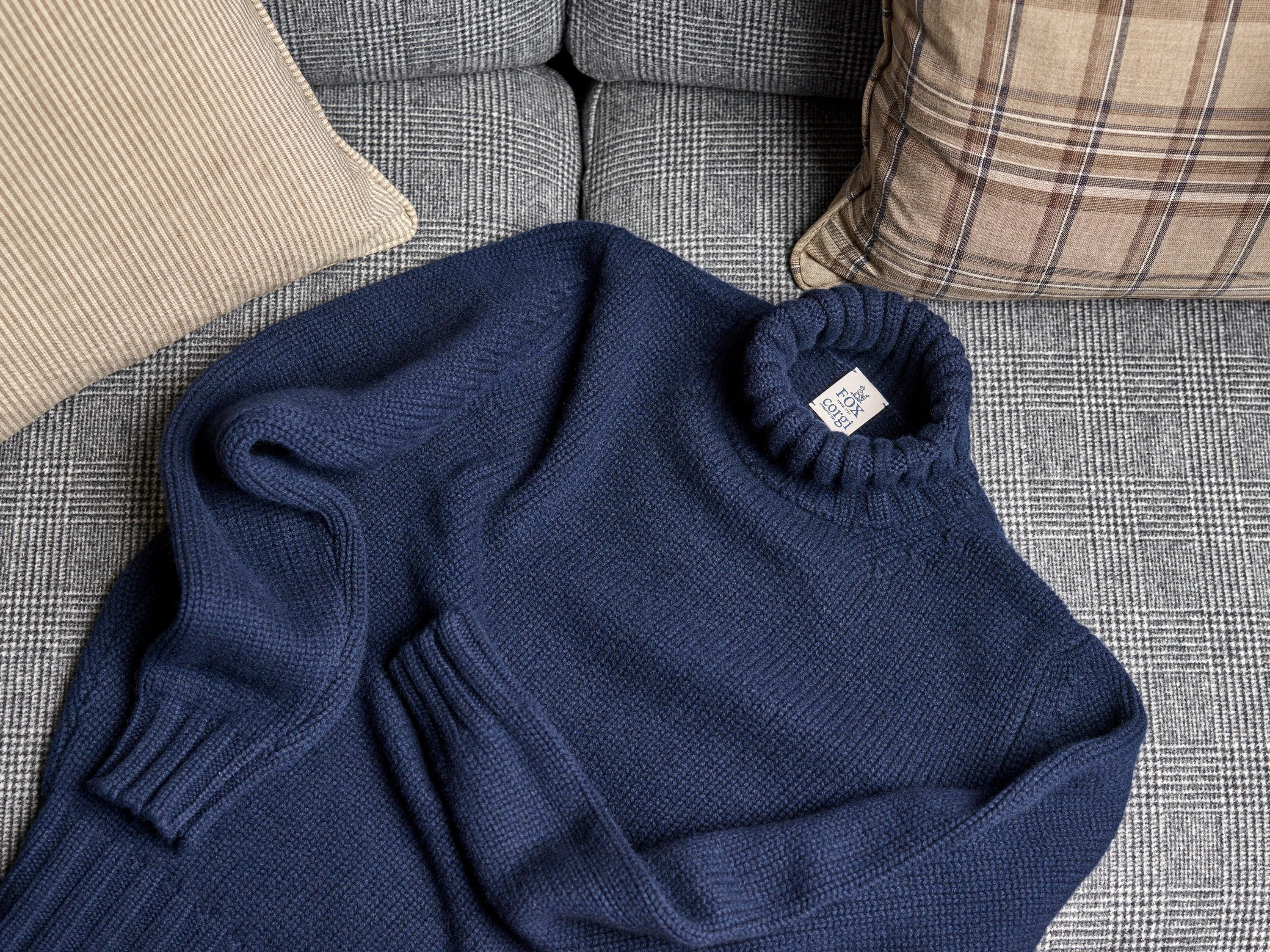 FOX x CORGI Dark Royal Blue Cashmere Roll Neck Pullover