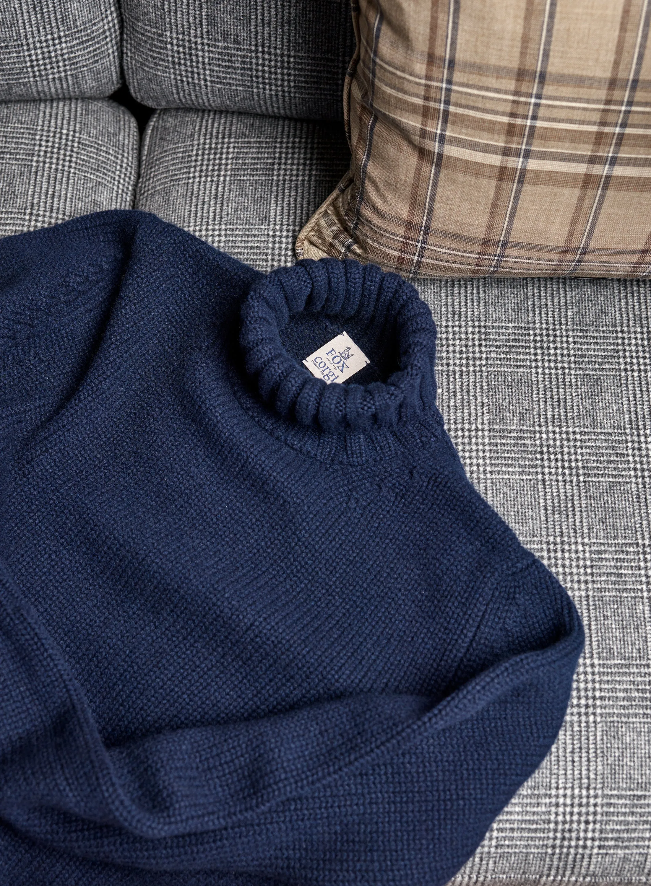 FOX x CORGI Dark Royal Blue Cashmere Roll Neck Pullover