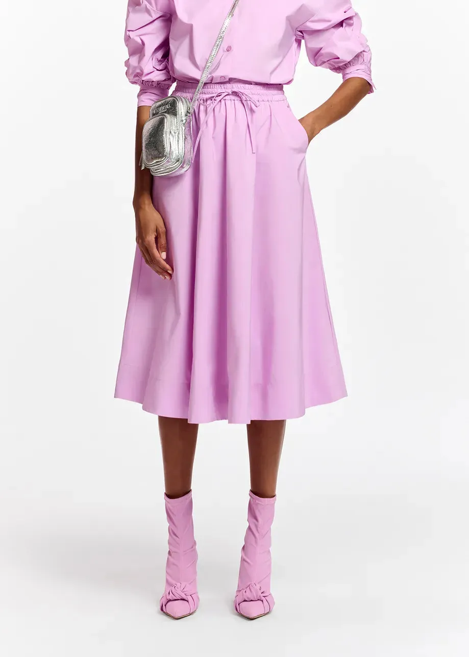 Fuchsia 'Taffata' Midi Length Skirt - Lilac