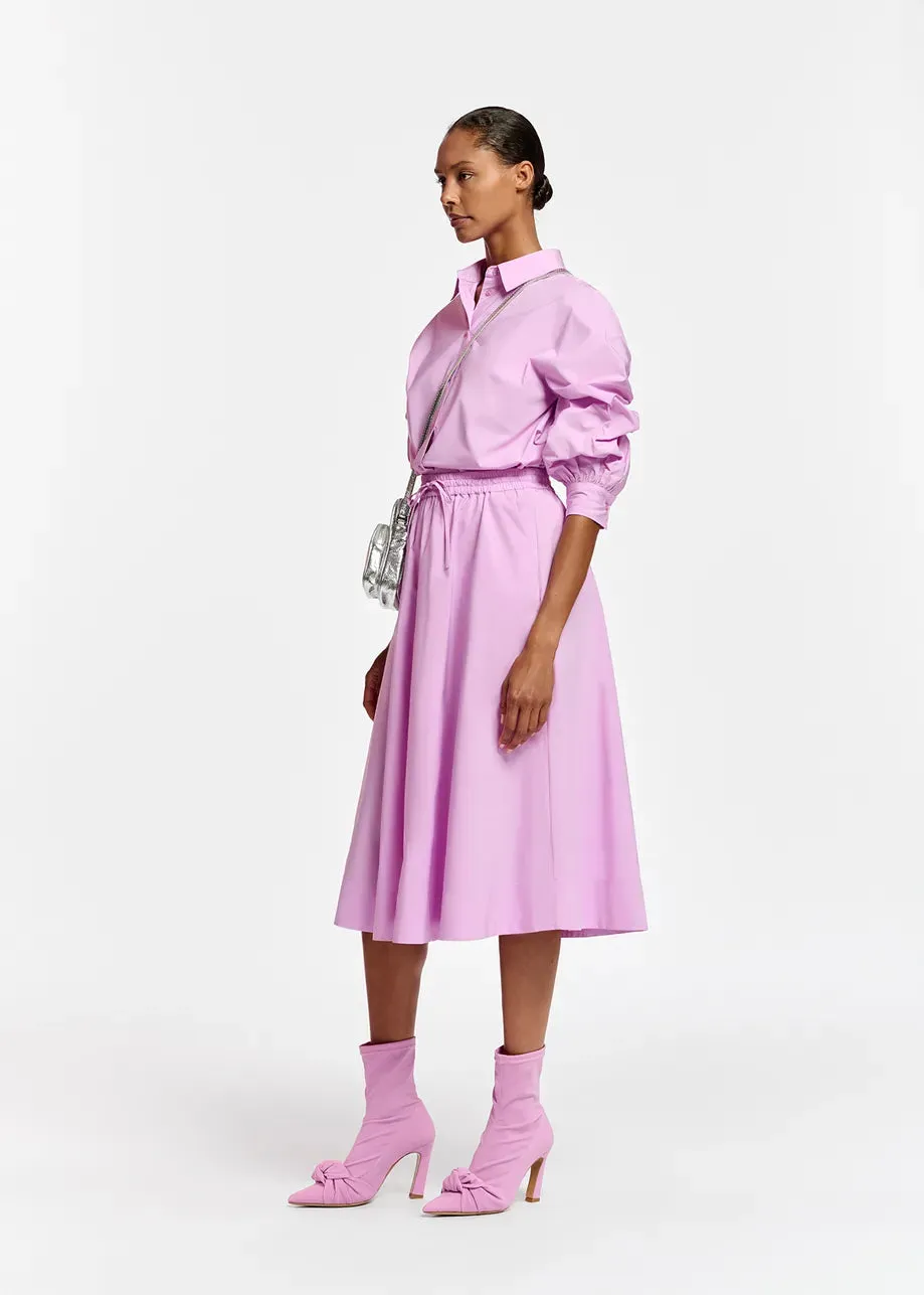 Fuchsia 'Taffata' Midi Length Skirt - Lilac