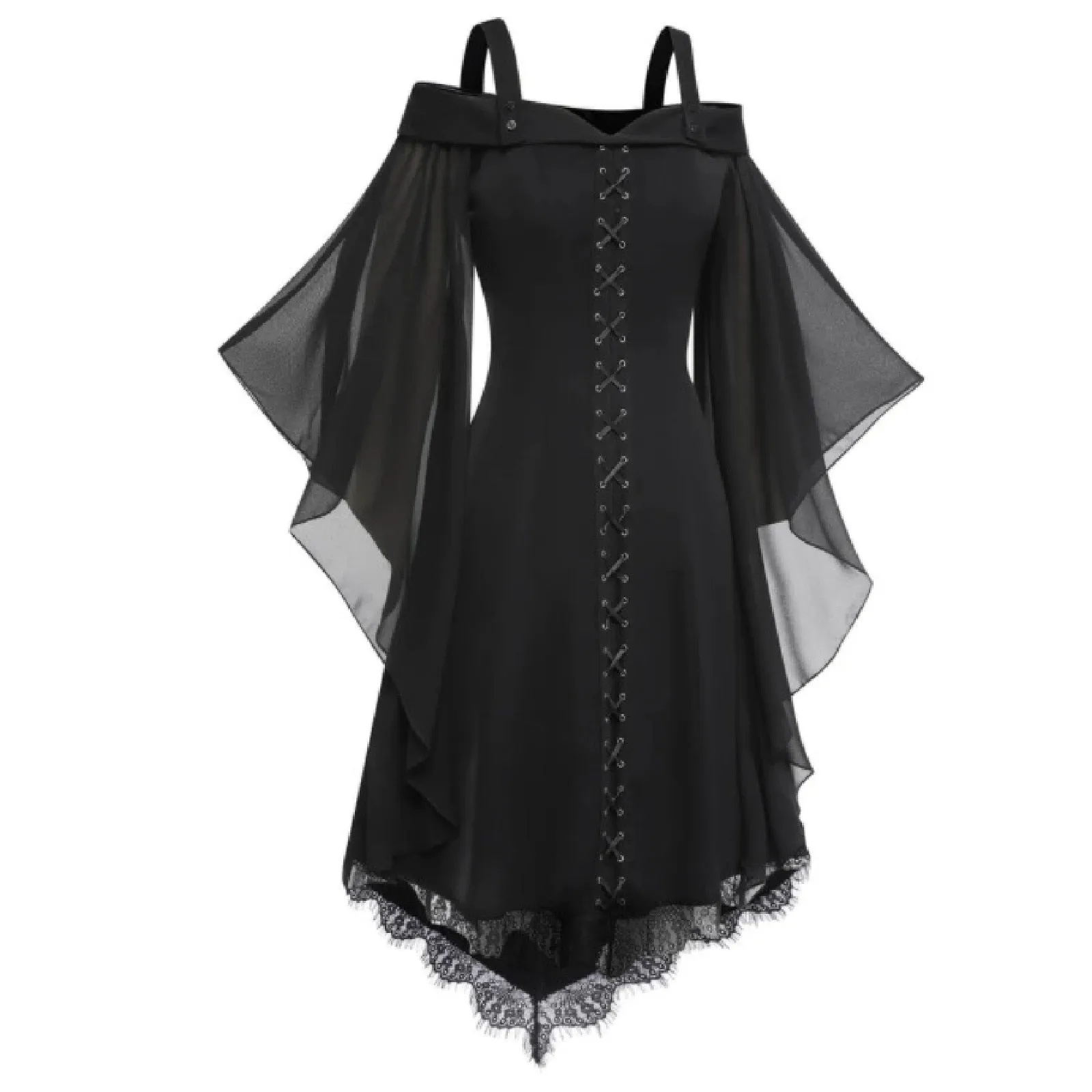 Funki Buys | Dresses | Women's Gothic Medieval Lace Up Dress