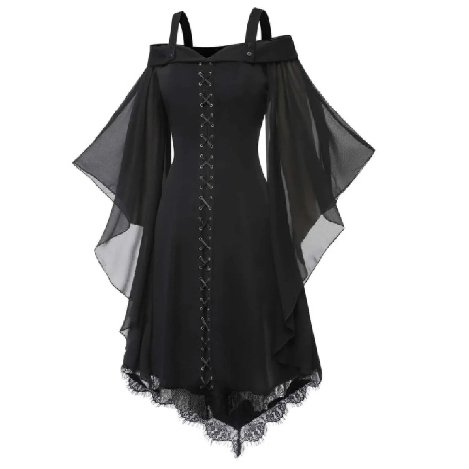 Funki Buys | Dresses | Women's Gothic Medieval Lace Up Dress