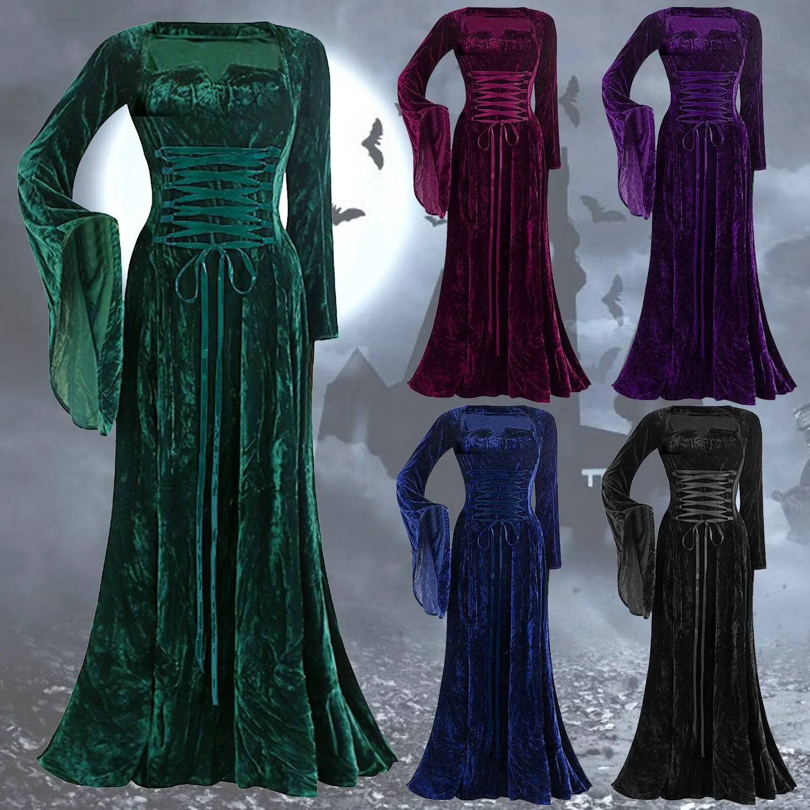 Funki Buys | Dresses | Women's Medieval Velvet Maxi Dress