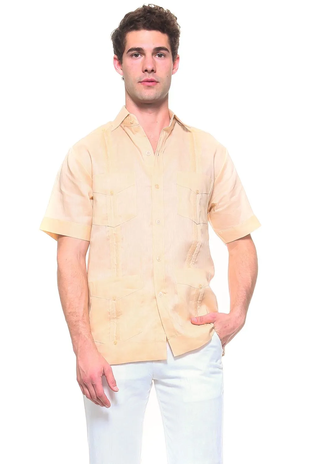 Genuine Mojito Signature Premium Collection 100% Irish Linen Classic Guayabera Shirt Short Sleeve