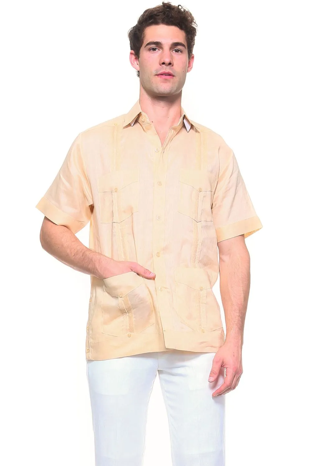 Genuine Mojito Signature Premium Collection 100% Irish Linen Classic Guayabera Shirt Short Sleeve