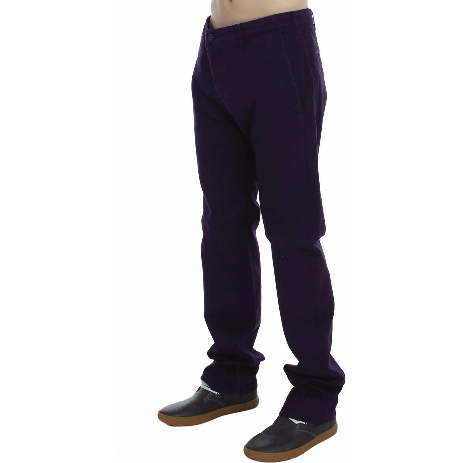 GF Ferre Purple Cotton Stretch Slim Chinos