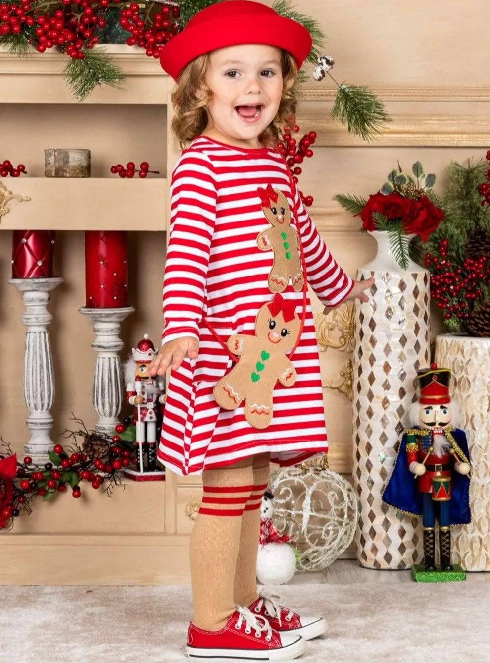 Gingerbread Girl Dress, Purse And Socks Set