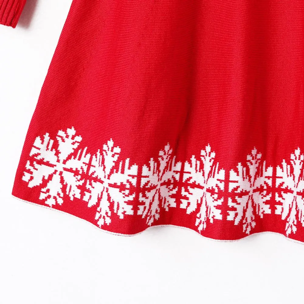 Girls Dress Christmas Sweater Fawn Jacquard Dress Wholesale