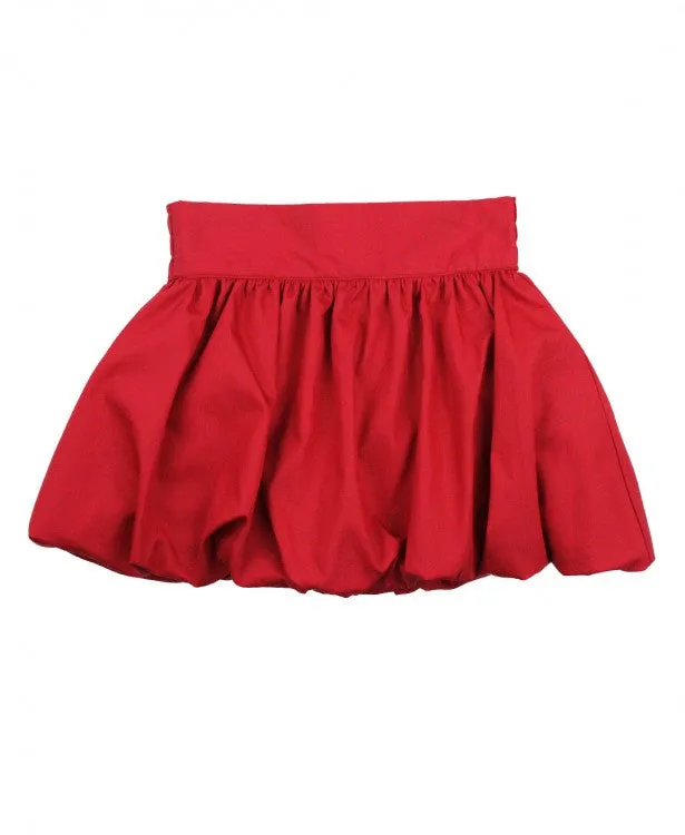 Girls Red Sateen Bubble Skirt