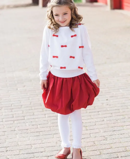 Girls Red Sateen Bubble Skirt