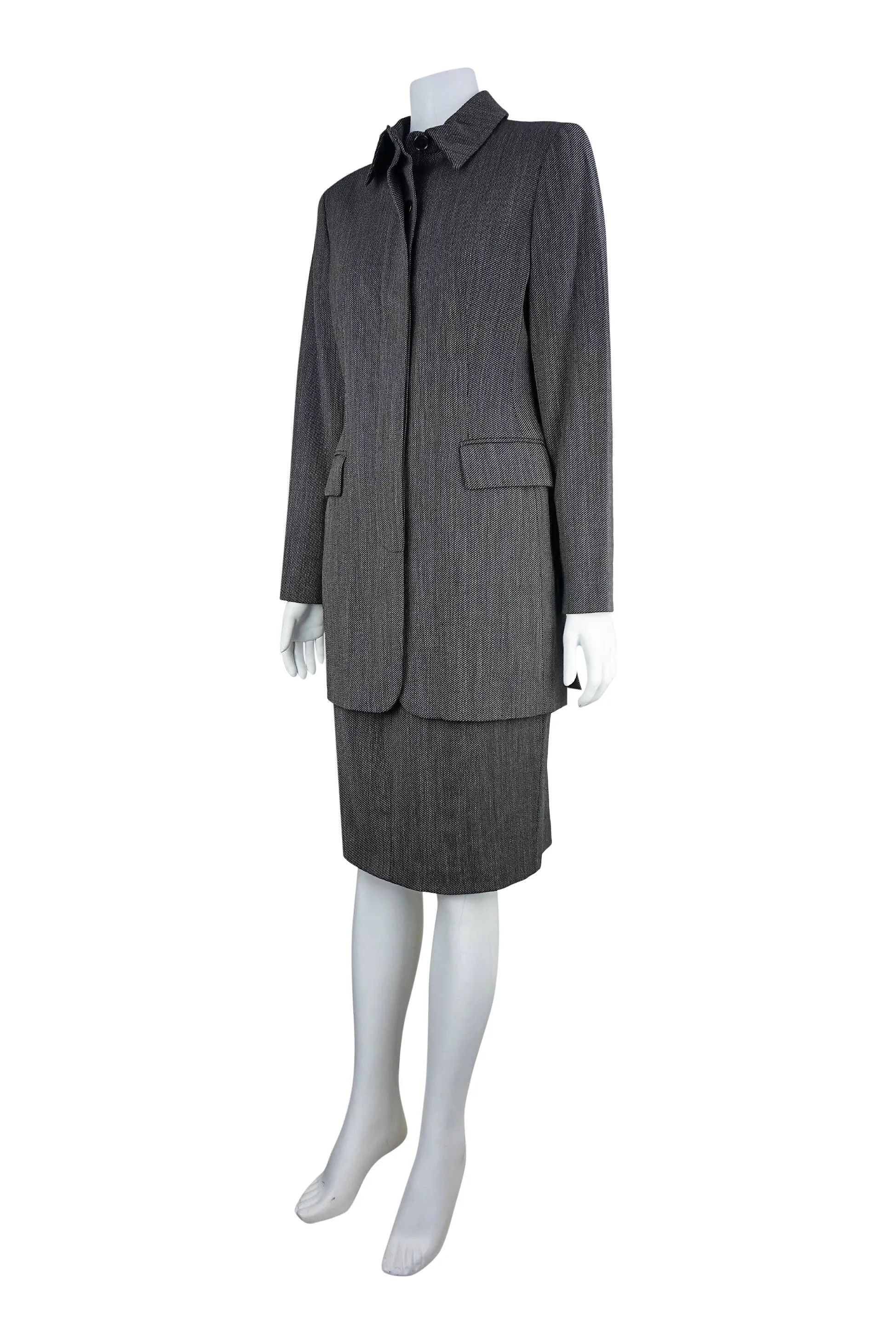 Grey barleycorn tweed suit