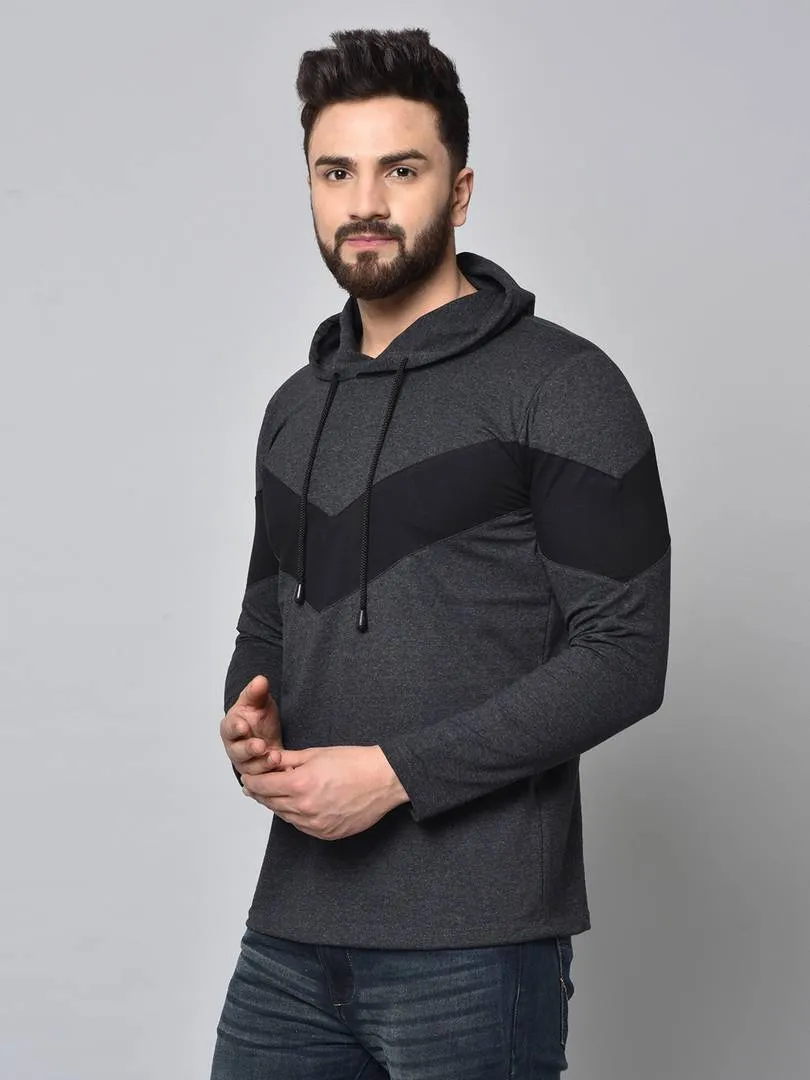 Grey Colourblocked Cotton Hoodies